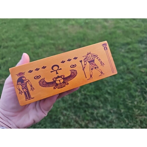 Egypt Wood Puzzle Box Pharaoh Birds Cobra Ankh Gods Hieroglyphs - Picture 4 of 9